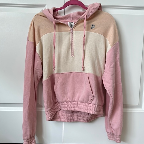 Victoria’s Secret Pink Color Block Zip Up Hoodie Size XS - Picture 1 of 2